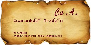 Csarankó Arzén névjegykártya